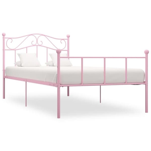 vidaXL Sängynrunko/sänky pinkki metalli 90x200 cm