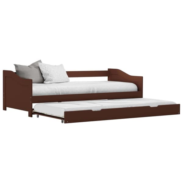 vidaXL Sovesofa uttrekkbar ramme mørkebrun furu 90x200 cm