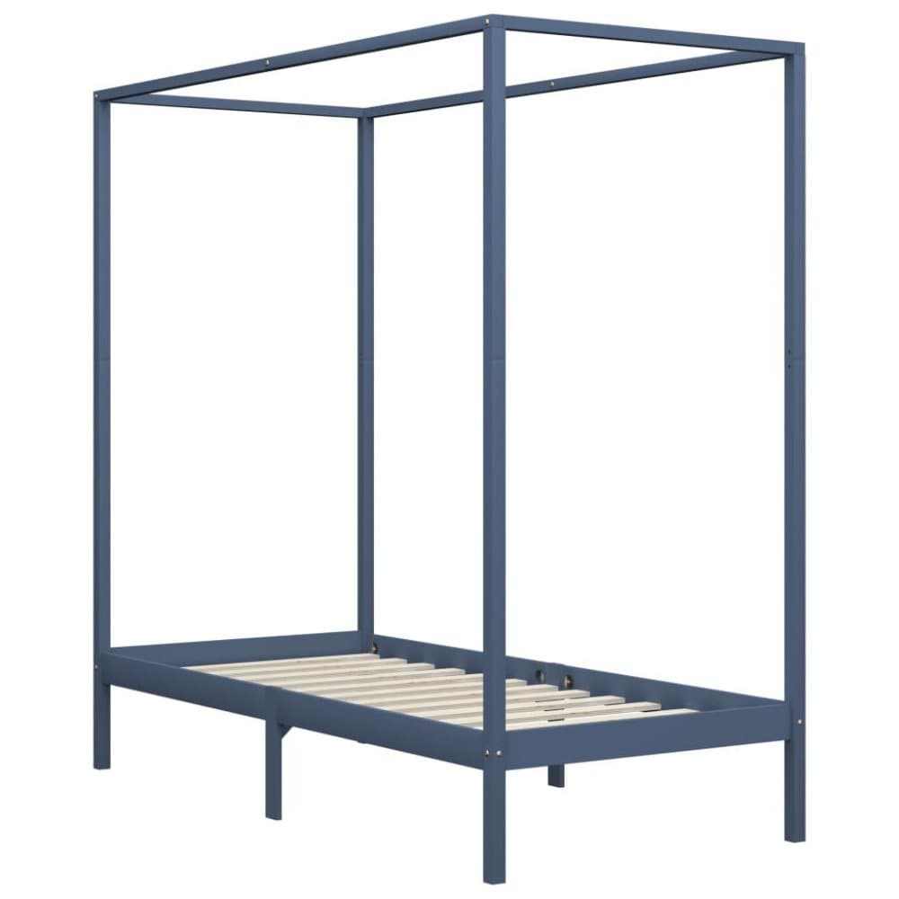 vidaXL Sängram himmelsäng grå massiv furu 100x200 cm