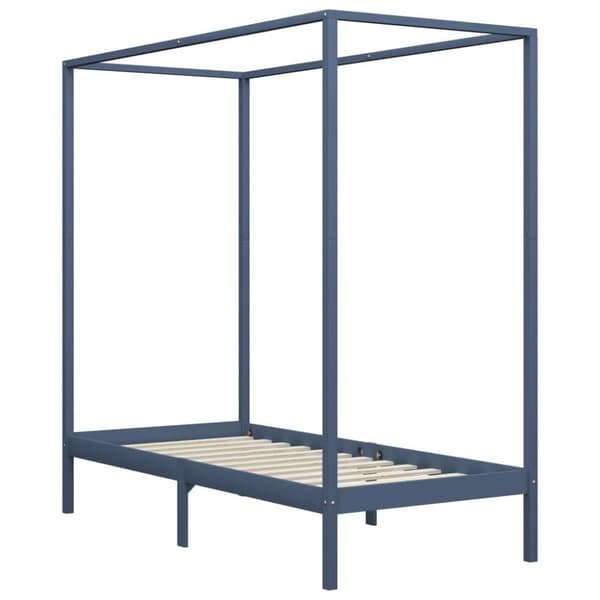 vidaXL Sängram himmelsäng grå massiv furu 100x200 cm