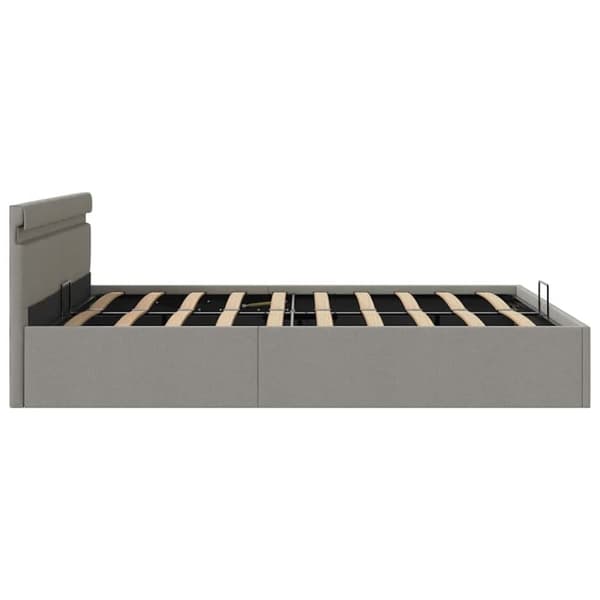 vidaXL hydraulisk opbevaringsseng med LED 180x200 cm stof lysegrå