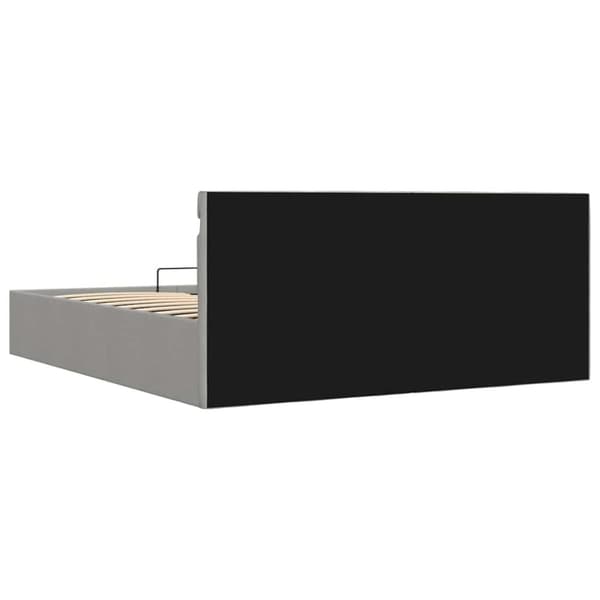 vidaXL hydraulisk opbevaringsseng med LED 180x200 cm stof lysegrå