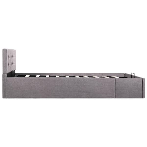 vidaXL Sängram med hydraulisk förvaring taupe tyg 120x200 cm