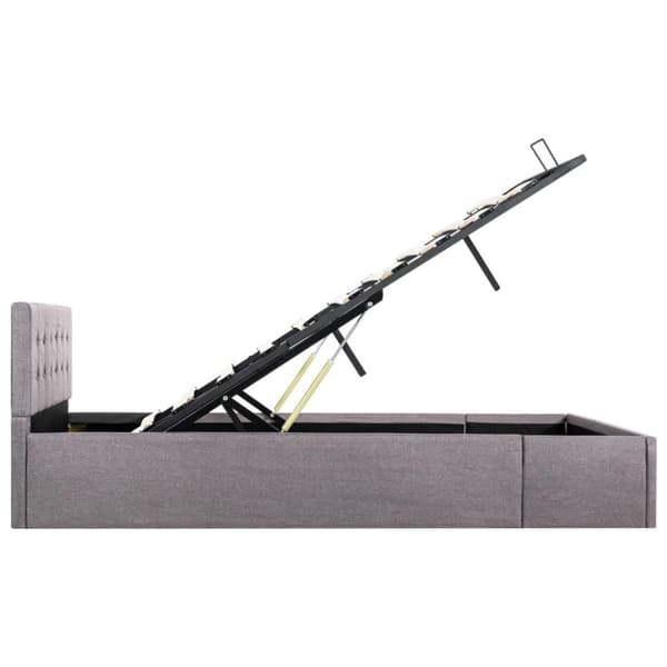 vidaXL Sängram med hydraulisk förvaring taupe tyg 120x200 cm