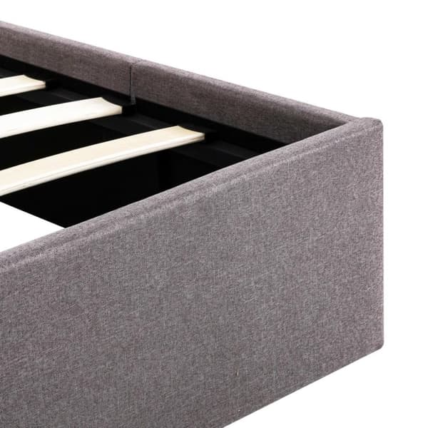 vidaXL Sängram med hydraulisk förvaring taupe tyg 120x200 cm