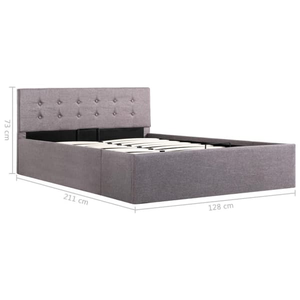 vidaXL Sängram med hydraulisk förvaring taupe tyg 120x200 cm