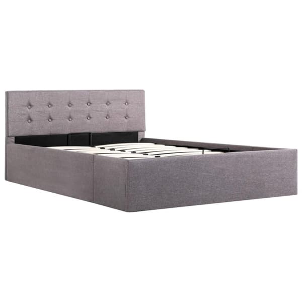 vidaXL Sängram med hydraulisk förvaring taupe tyg 120x200 cm