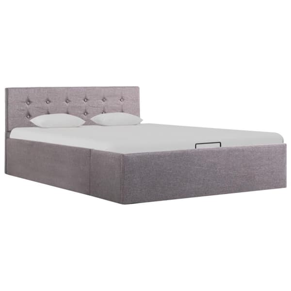 vidaXL Sängram med hydraulisk förvaring taupe tyg 120x200 cm