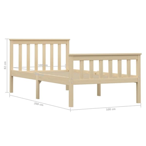 vidaXL Seng/Sengeramme naturlig heltre furu 100x200 cm change1