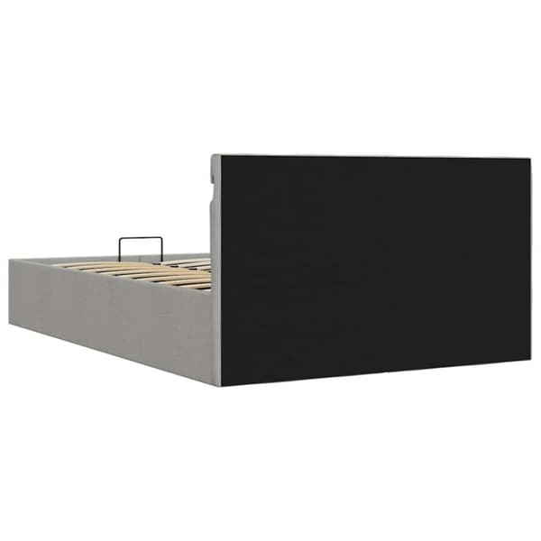 vidaXL hydraulisk opbevaringsseng med LED 140x200 cm stof lysegrå