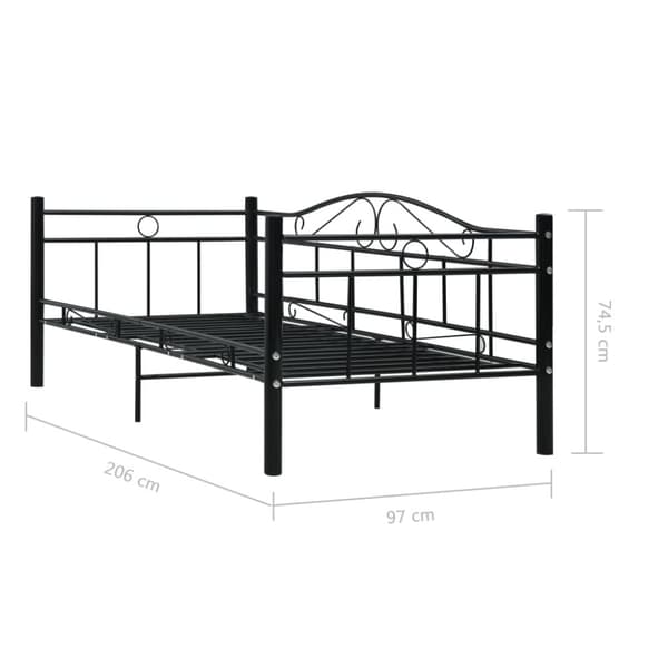 vidaXL Ram till dagbädd svart metall 90x200 cm