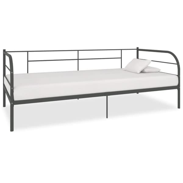 vidaXL Ram dagbädd grå metall 90x200 cm