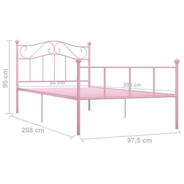 vidaXL Sängram rosa metall 90x200 cm