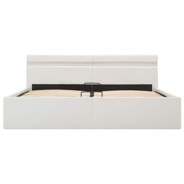 vidaXL hydraulisk opbevaringsseng med LED 160x200 cm kunstlæder hvid