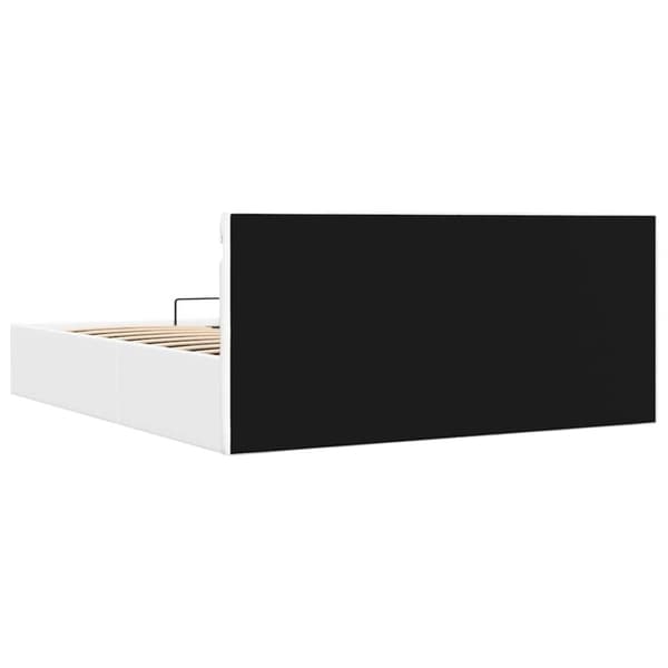 vidaXL Sängram hydraulisk förvaring LED vit konstläder 160x200 cm