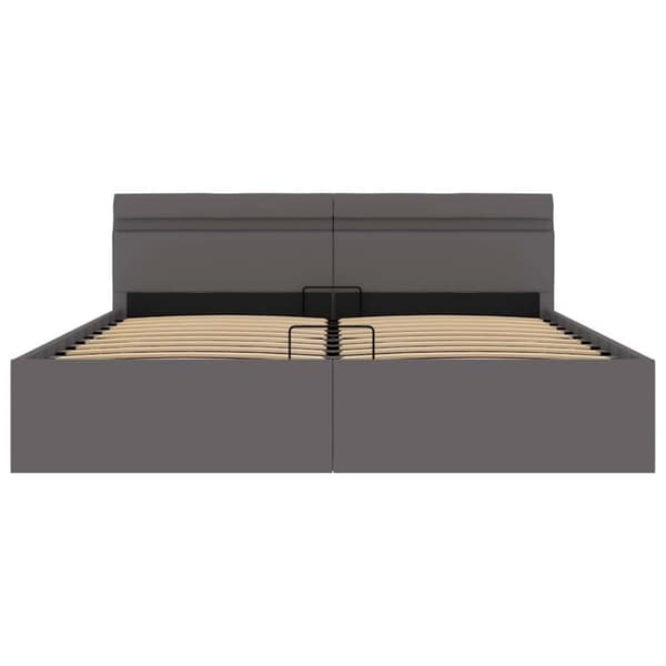 vidaXL hydraulisk opbevaringsseng med LED 160x200 cm kunstlæder grå