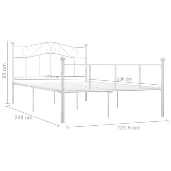 vidaXL Sängynrunko/sänky valkoinen metalli 120x200 cm
