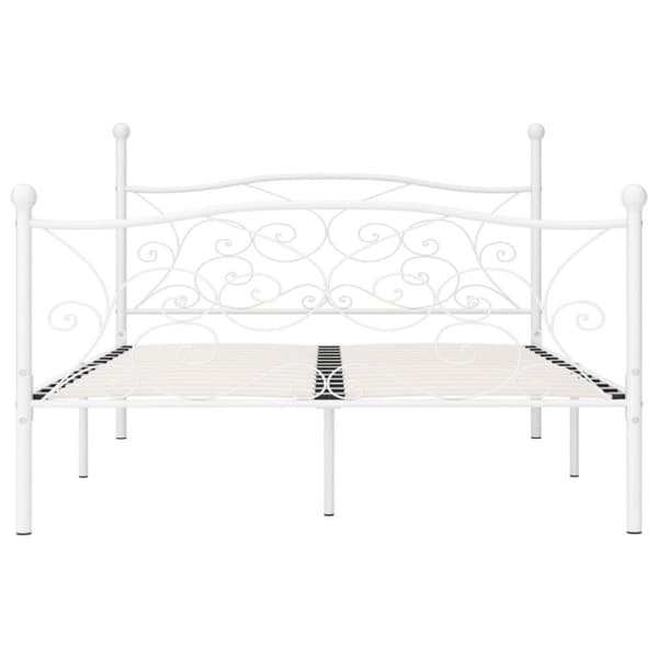 vidaXL sengestel med lamelbund 160 x 200 cm metal hvid change1