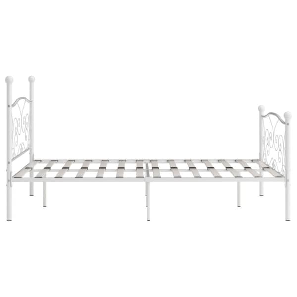 vidaXL sengestel med lamelbund 160 x 200 cm metal hvid change1