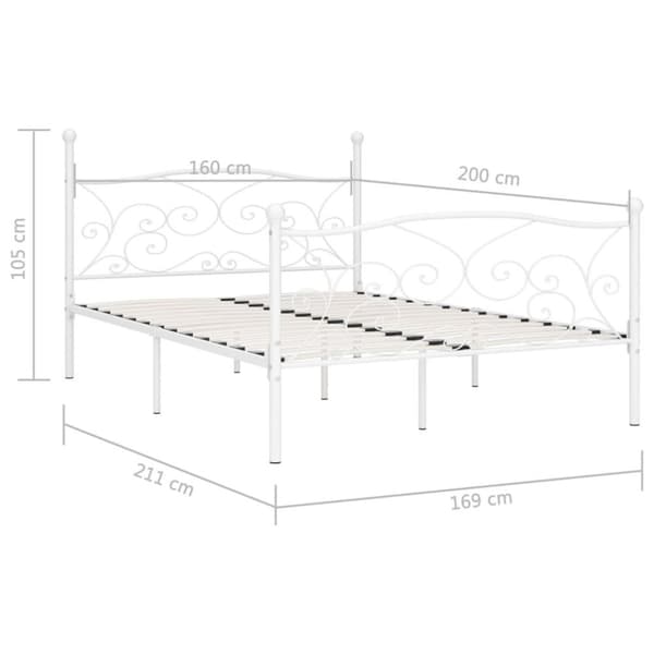 vidaXL sengestel med lamelbund 160 x 200 cm metal hvid change1