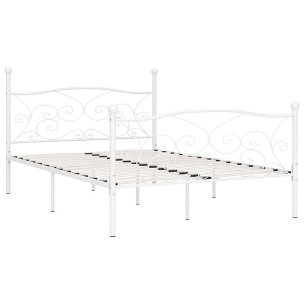 vidaXL sengestel med lamelbund 160 x 200 cm metal hvid change1