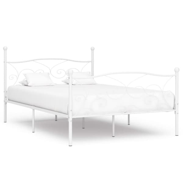 vidaXL sengestel med lamelbund 160 x 200 cm metal hvid change1