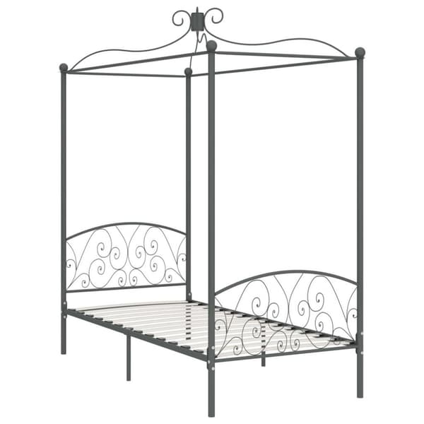 vidaXL sengestel til himmelseng 90 x 200 cm metal grå change1