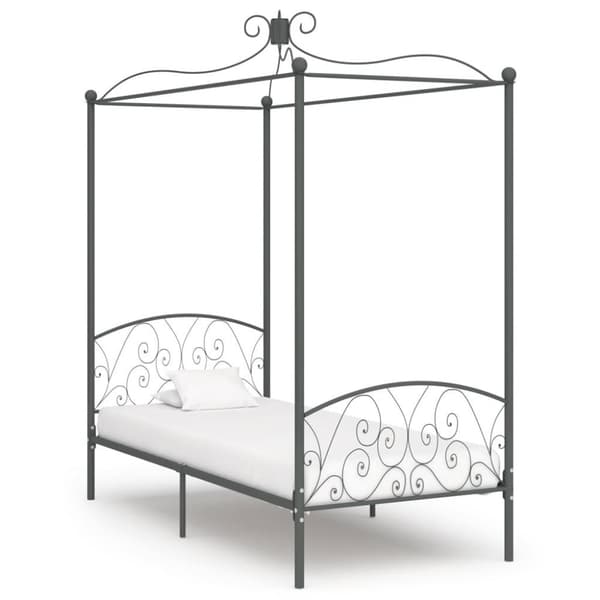 vidaXL sengestel til himmelseng 90 x 200 cm metal grå change1