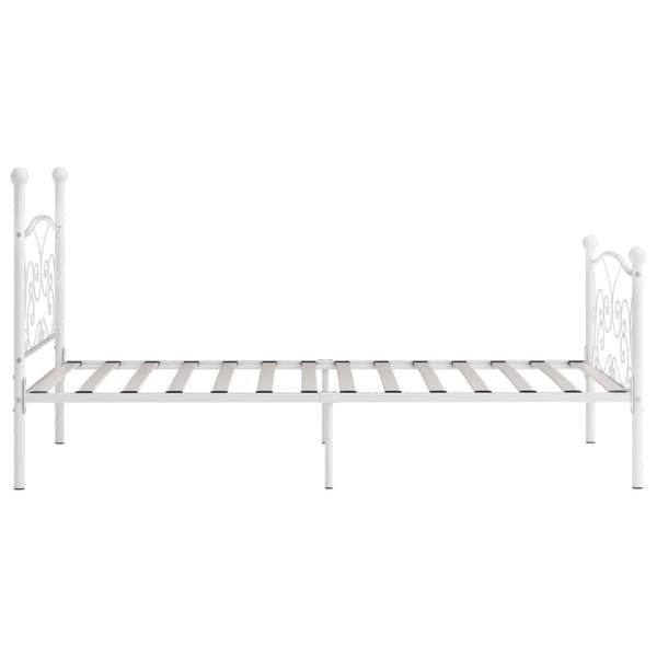 vidaXL Sängynrunko/sänky sälepohjalla valkoinen metalli 90x200 cm