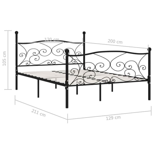 vidaXL Seng/Sengeramme med spilebase svart metall 120x200 cm change1