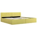 Miniatyrbillede 2 af 11: vidaXL hydraulisk opbevaringsseng 180x200 cm stof limegul