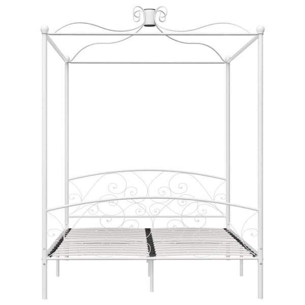 vidaXL Himmelsengeramme hvit metall 160x200 cm change1