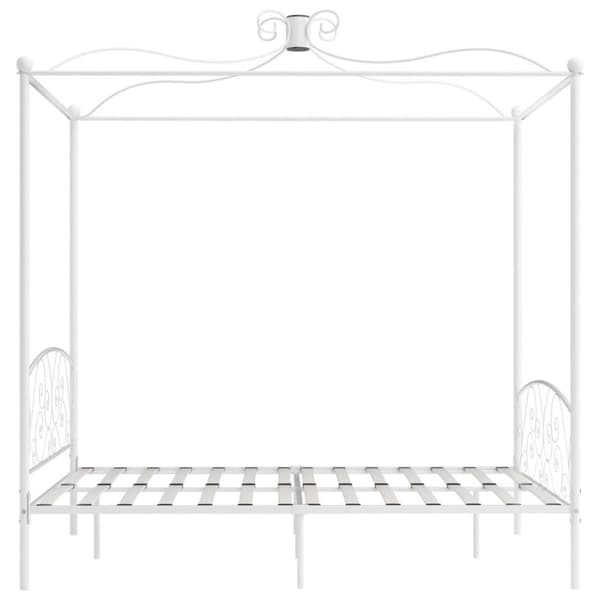 vidaXL Himmelsengeramme hvit metall 160x200 cm change1