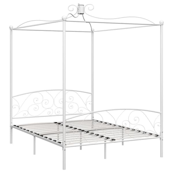 vidaXL Himmelsengeramme hvit metall 160x200 cm change1