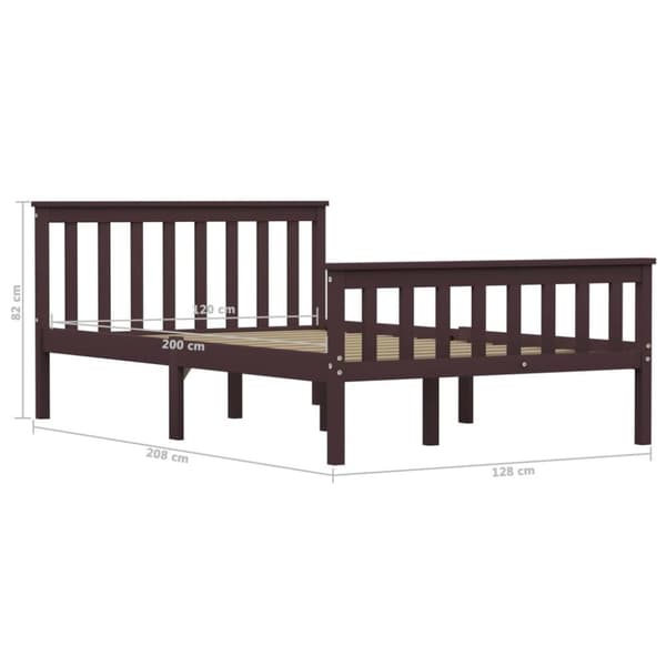 vidaXL Sängram utan madrass mörkbrun massiv furu 120x200 cm
