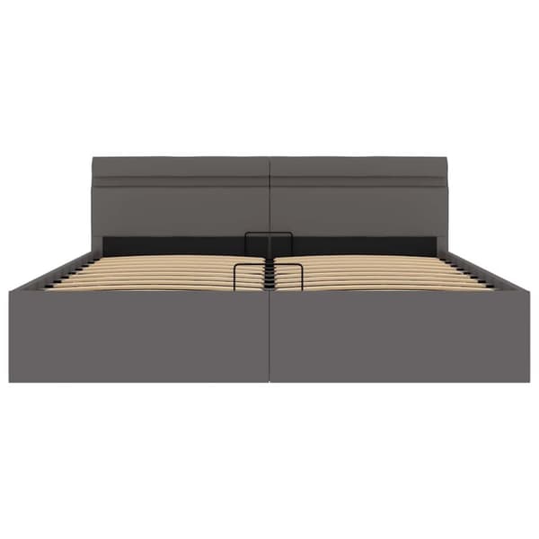 vidaXL hydraulisk opbevaringsseng med LED 180x200 cm kunstlæder grå