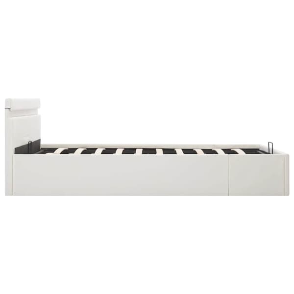 vidaXL hydraulisk opbevaringsseng med LED 180x200 cm kunstlæder hvid