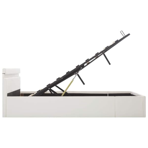 vidaXL hydraulisk opbevaringsseng med LED 180x200 cm kunstlæder hvid