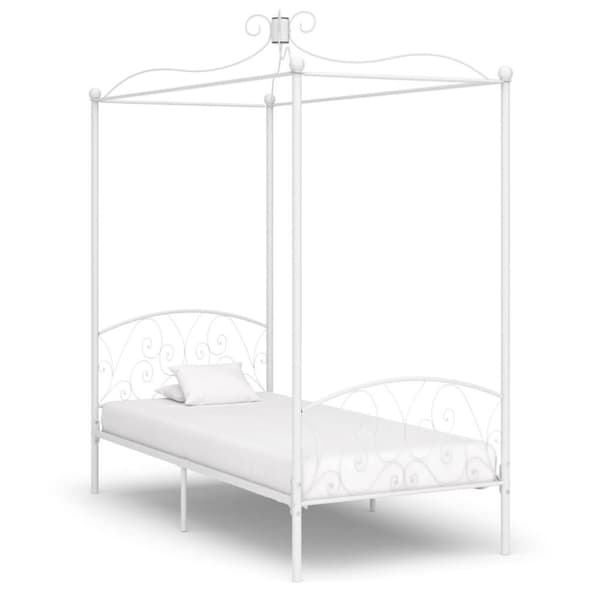 vidaXL Himmelsengeramme hvit metall 90x200 cm change1