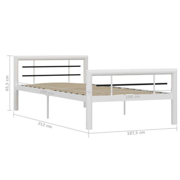 vidaXL Seng/Sengeramme hvit og svart metall 90x200 cm change1