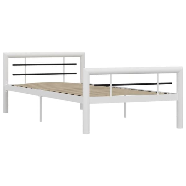 vidaXL Seng/Sengeramme hvit og svart metall 90x200 cm change1