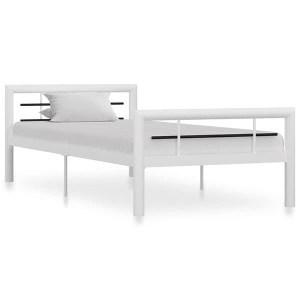 vidaXL Seng/Sengeramme hvit og svart metall 90x200 cm change1