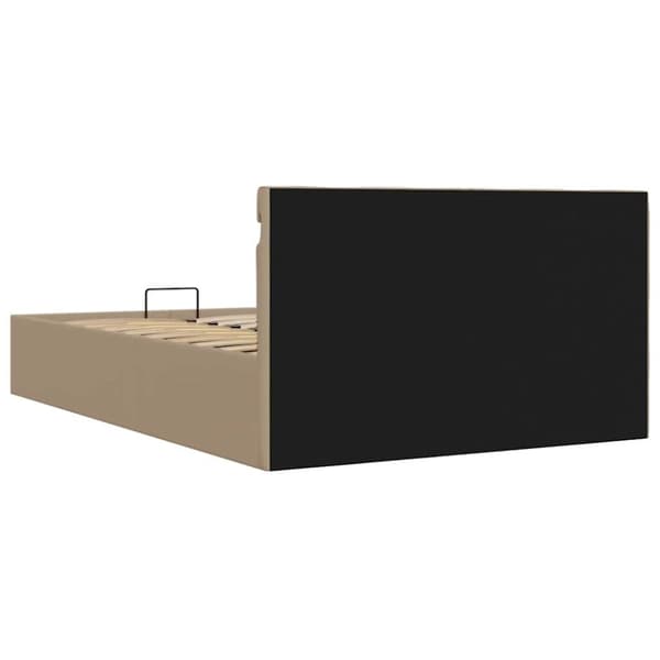 vidaXL hydraulisk opbevaringsseng LED 140x200 cm kunstlæder cappuccino