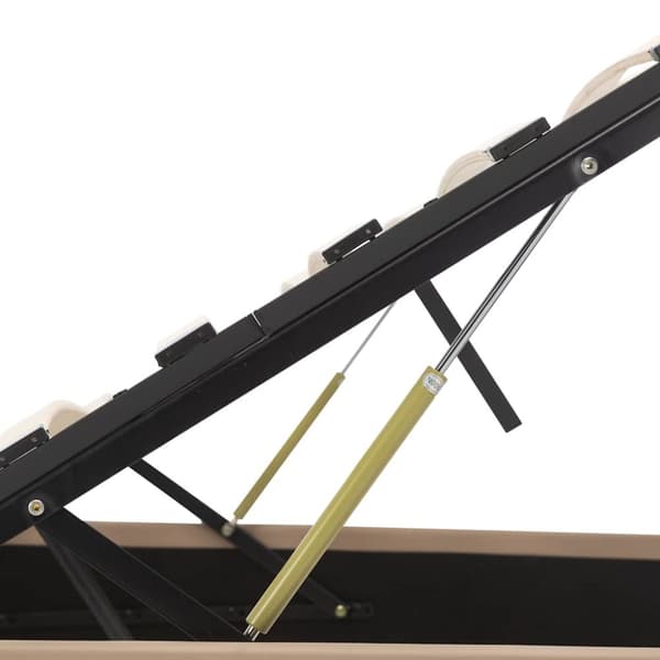 vidaXL hydraulisk opbevaringsseng LED 140x200 cm kunstlæder cappuccino
