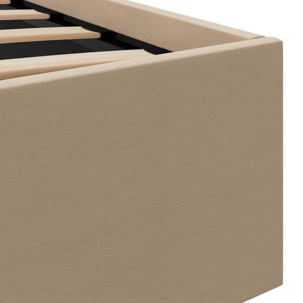 vidaXL hydraulisk opbevaringsseng LED 140x200 cm kunstlæder cappuccino