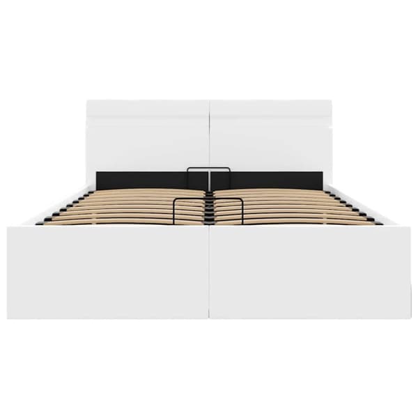 vidaXL hydraulisk opbevaringsseng med LED 120x200 cm kunstlæder hvid