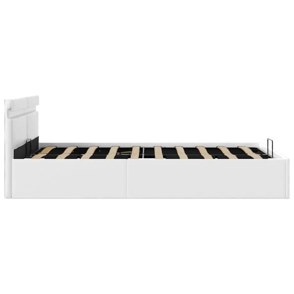vidaXL hydraulisk opbevaringsseng med LED 120x200 cm kunstlæder hvid