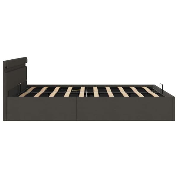 vidaXL hydraulisk opbevaringsseng med LED 160x200 cm stof mørkegrå