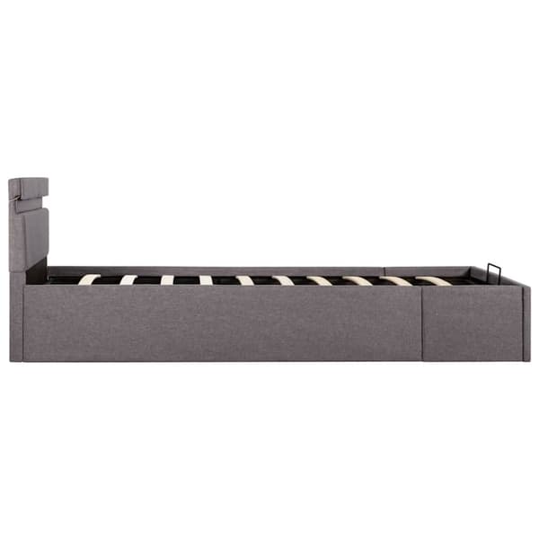 vidaXL Sängram med hydraulisk förvaring och LED taupe tyg 90x200 cm