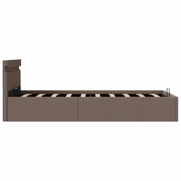 vidaXL Sängram med hydraulisk förvaring och LED taupe tyg 90x200 cm
